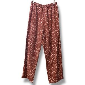 Boho Vintage Red and White Floral High Rise Pants